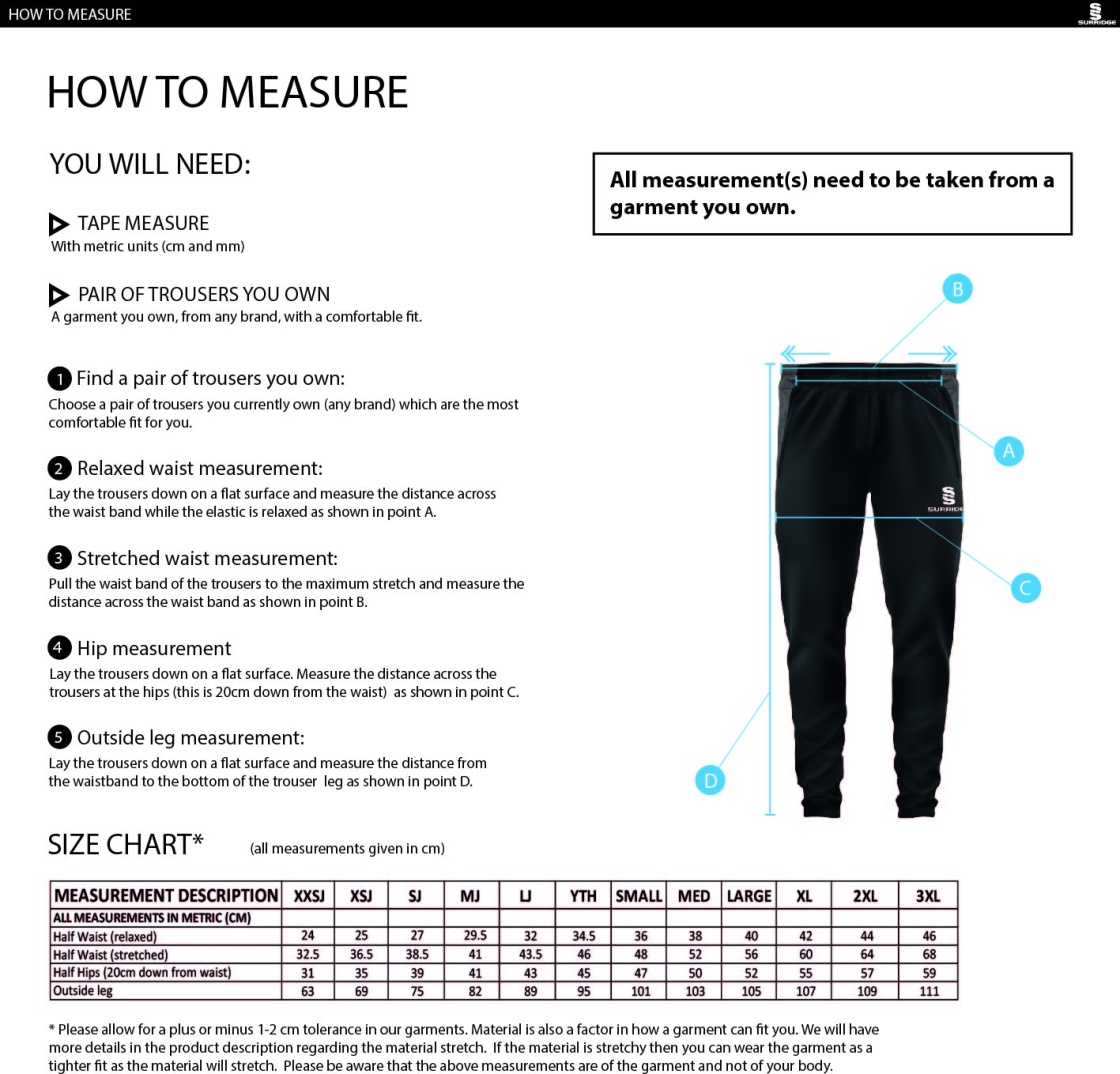 Waterlooville Social FC Dual Skinny Pant - Size Guide