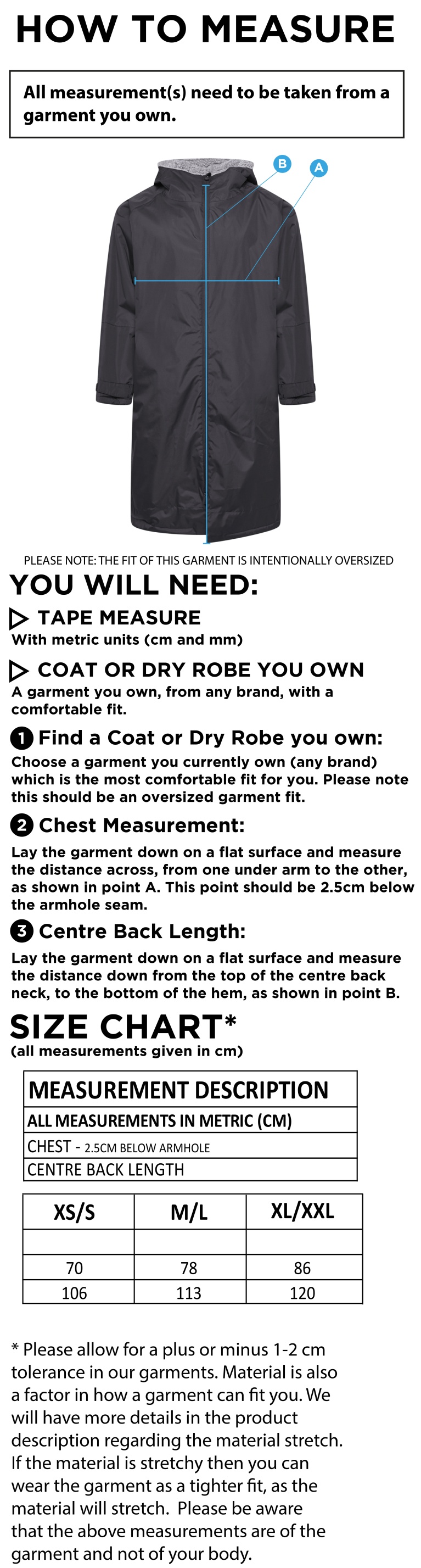 Waterlooville Social FC - Active Thermal Fleece Robe - Size Guide